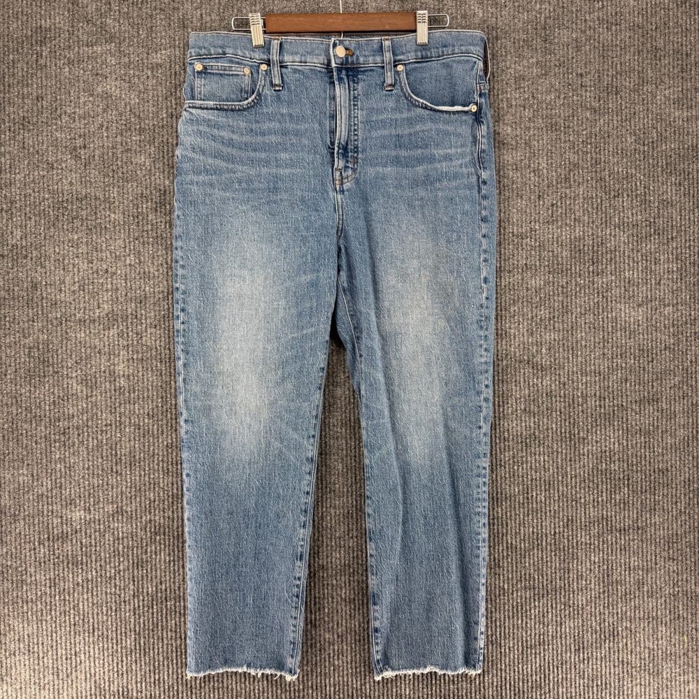 Madewell perfect vintage jean high waist womens 32 straight leg raw hem 90s mom